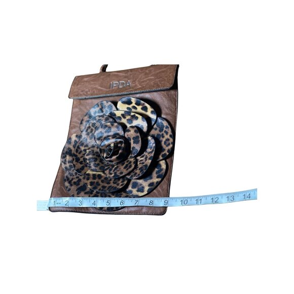 IPDA Brown Leopard Rose Handbag - Women's Designer Shoulder Tote Bag Needs Strap - Picture 4 of 4